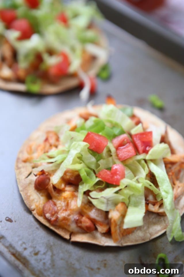 Συνταγή για tostadas με κοτόπουλο σάλσα και φασόλια. Υγιεινές συνταγές με κοτόπουλο φιλέτο.