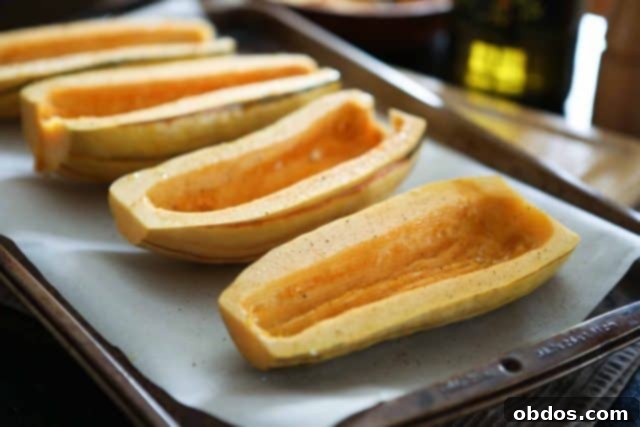 Η γεμιστή ψητή κολοκύθα Delicata της Άντζελα είναι ένα πεντανόστιμο και υγιεινό χορτοφαγικό πιάτο που μπορεί να σερβιριστεί είτε ως κυρίως γεύμα είτε ως συνοδευτικό.