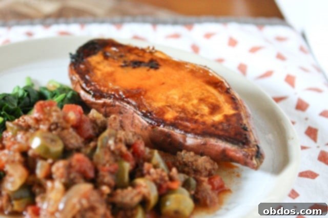 Πιάτο Picadillo αργής μαγειρικής με γλυκοπατάτα και σπανάκι